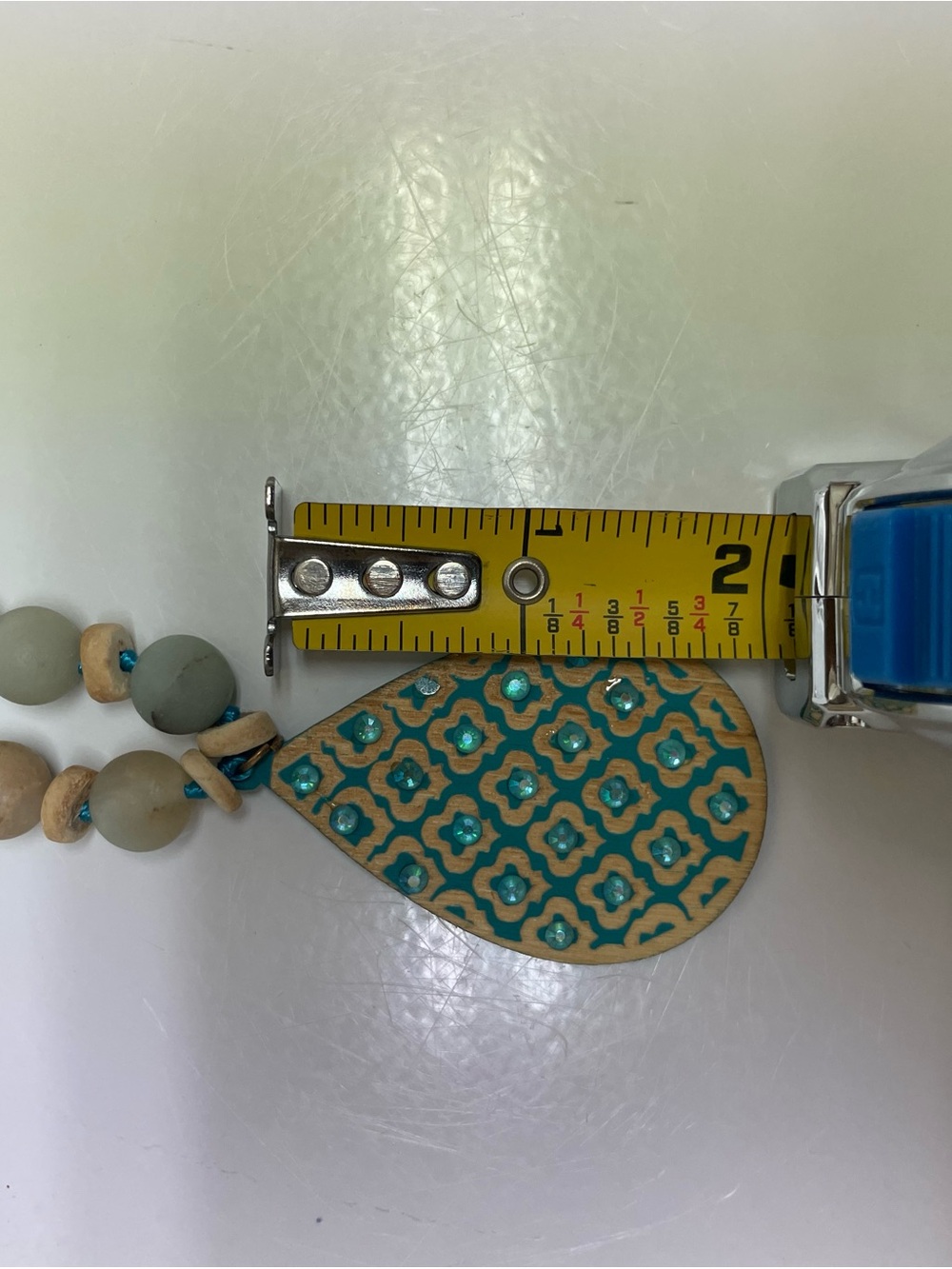 Boho Turquoise Teardrop Pendant Beaded Necklace - Picture 4 of 5